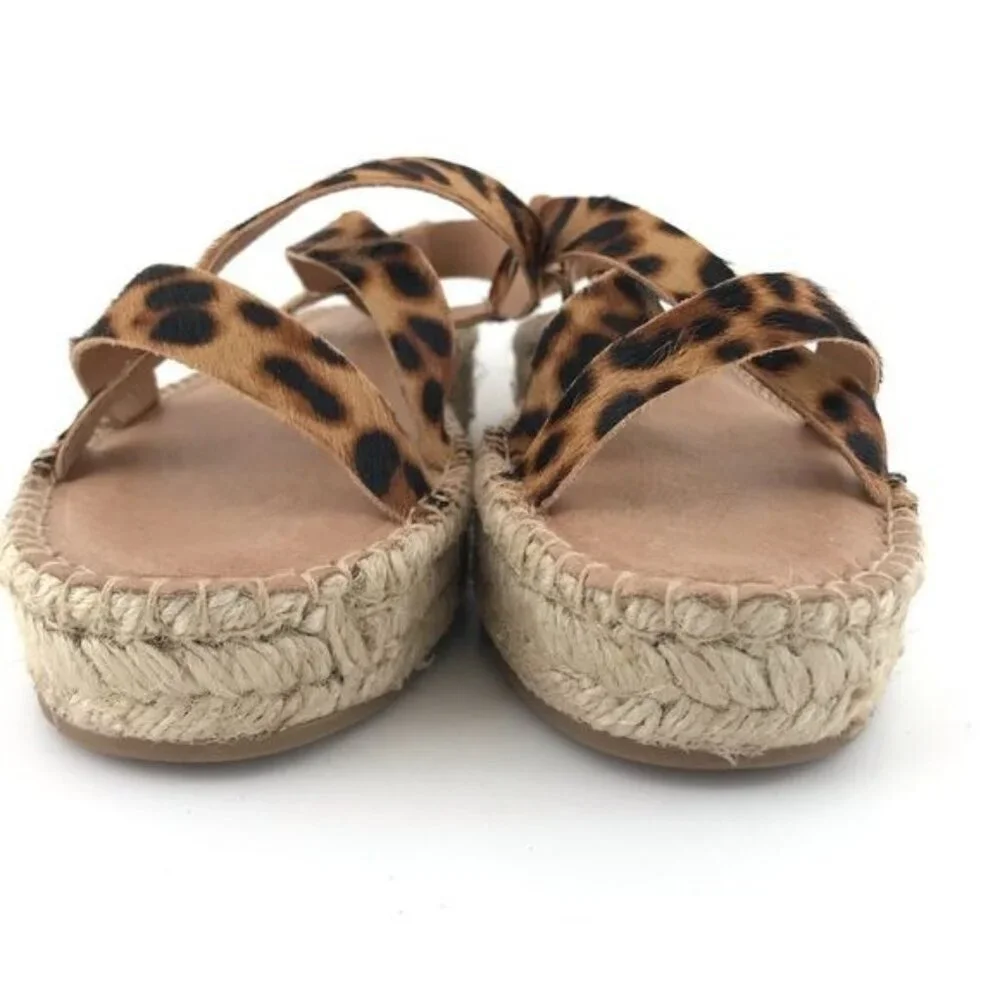 Madewell The Malia Espadrille Sandal in Leopard Calf Hair Size 9 NWOT